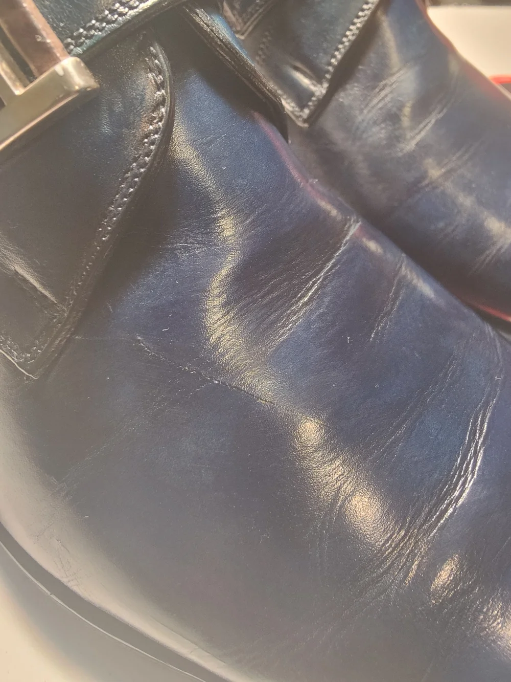Magnanni Navy Blue Leather Single Monk Strap Dress Shoes